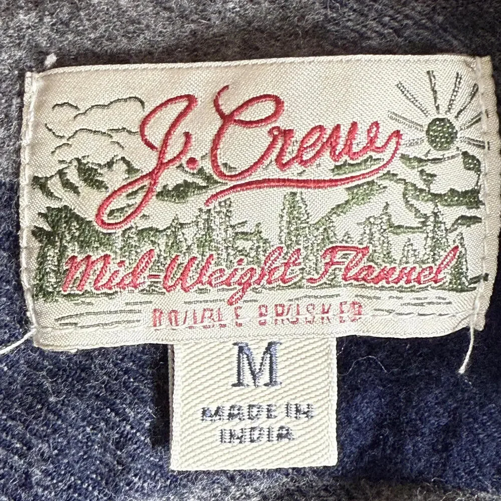 J. Crew Midweight Flannel Blue/Beige Plaid Men's Size M Grunge‎ Y2K Preppy